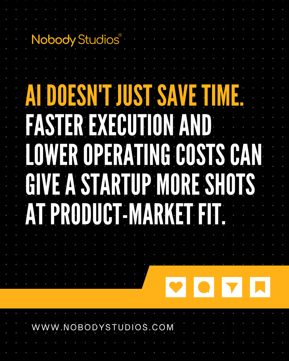 NobodyCrowd's tweet photo. Every startup is going to get things wrong. The question is whether you have enough time and capital to learn, adapt, and try again.

That’s where AI changes the equation.

Faster execution + lower operating costs = more shots at product-market fit. 

#NobodyStudios https://t.co/DrUfHnixNA