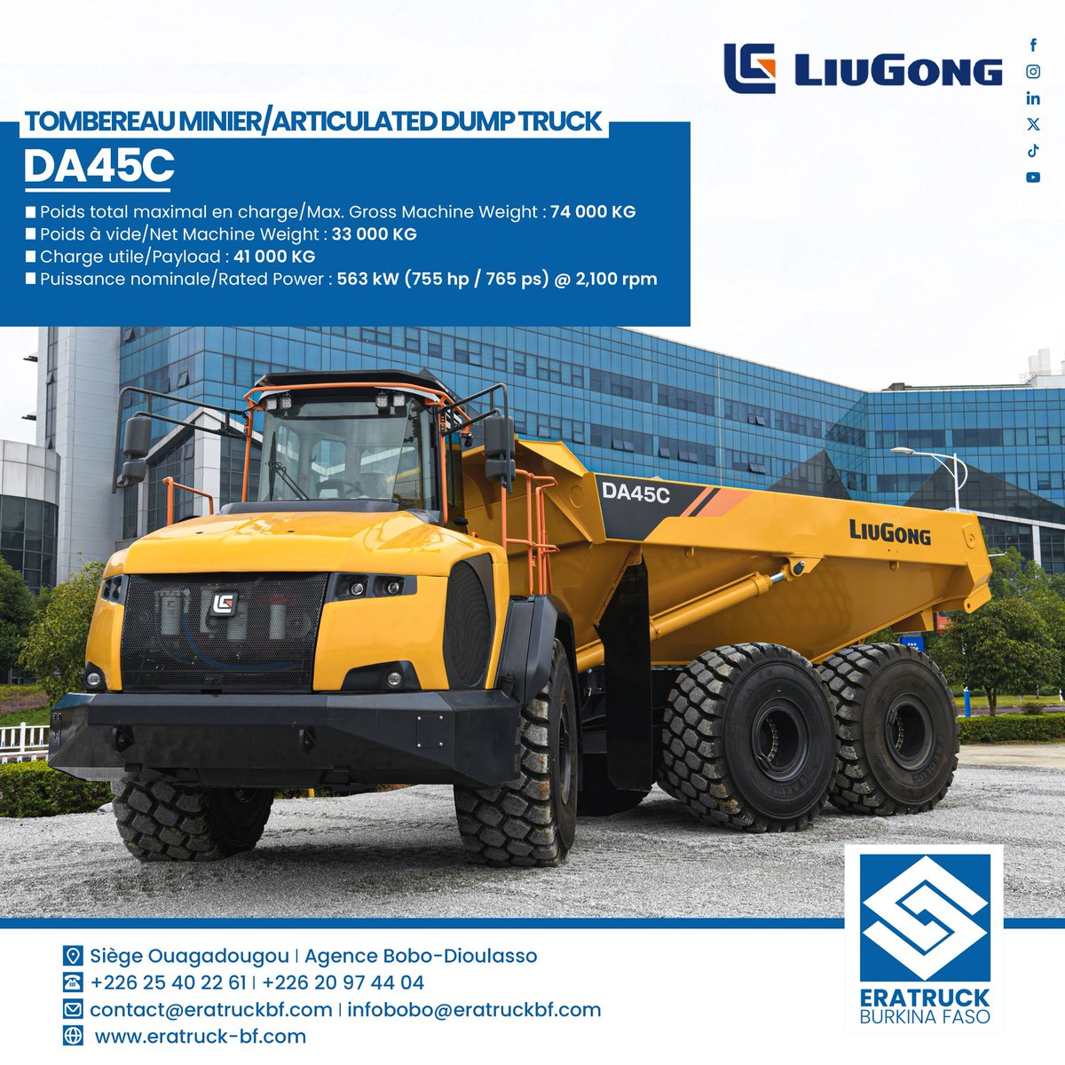 EratruckBF01's tweet photo. Découvrez le tombereau articulé LIUGONG DA45C, conçu pour répondre aux exigences du secteur minier burkinabè.
#ERATRUCKBurkinaFaso #LIUGONG #DA45C #TombereauMinier #Mines #Carrière #enginslourds https://t.co/r4Y0eAgstw
