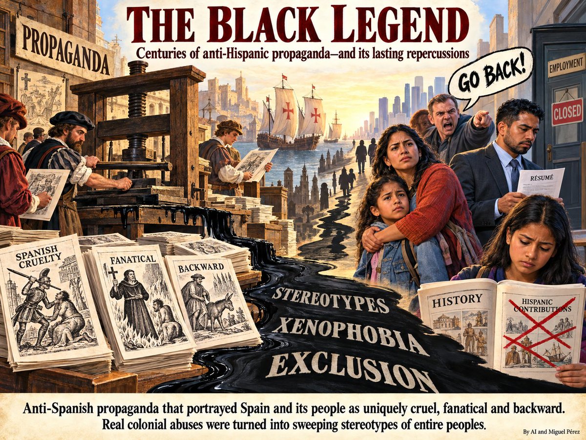 ColumnistPerez's tweet photo. It's the 17th day of Hispanic Heritage Month, necessary time to review the propaganda campaign that has held Hispanics back for centuries. READ: The Black Legend Returns. Click: https://t.co/ofg5F8pxHv https://t.co/AYFZ2qqMPC