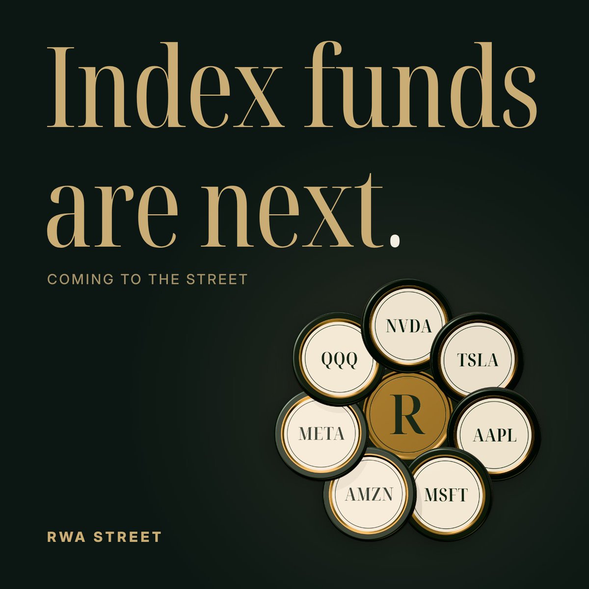 RWASTREET's tweet photo. Index funds are next on the Street.
  
Tokenized stocks, picked by a rule instead of a person. One fund share, every holding on chain.
  
For when you'd rather own the market than pick a manager. https://t.co/pLw1h0n6Xm
