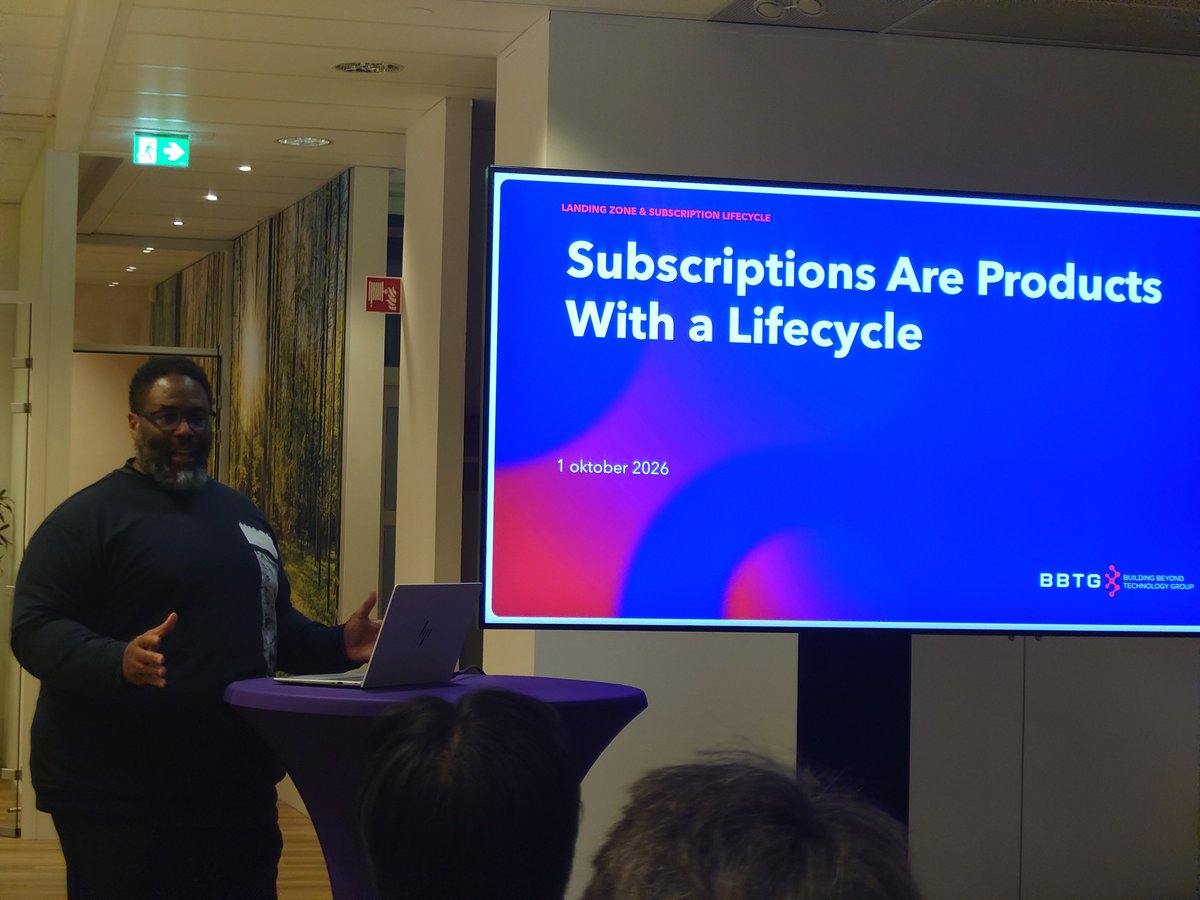 autosysops's tweet photo. Now @IrwinStrachan is speaking at @AzureThursday about how to treat our #Azure subscriptions in a #lifecycle.
#Microsoft #Community #AzOps https://t.co/0MnTsAr8hw