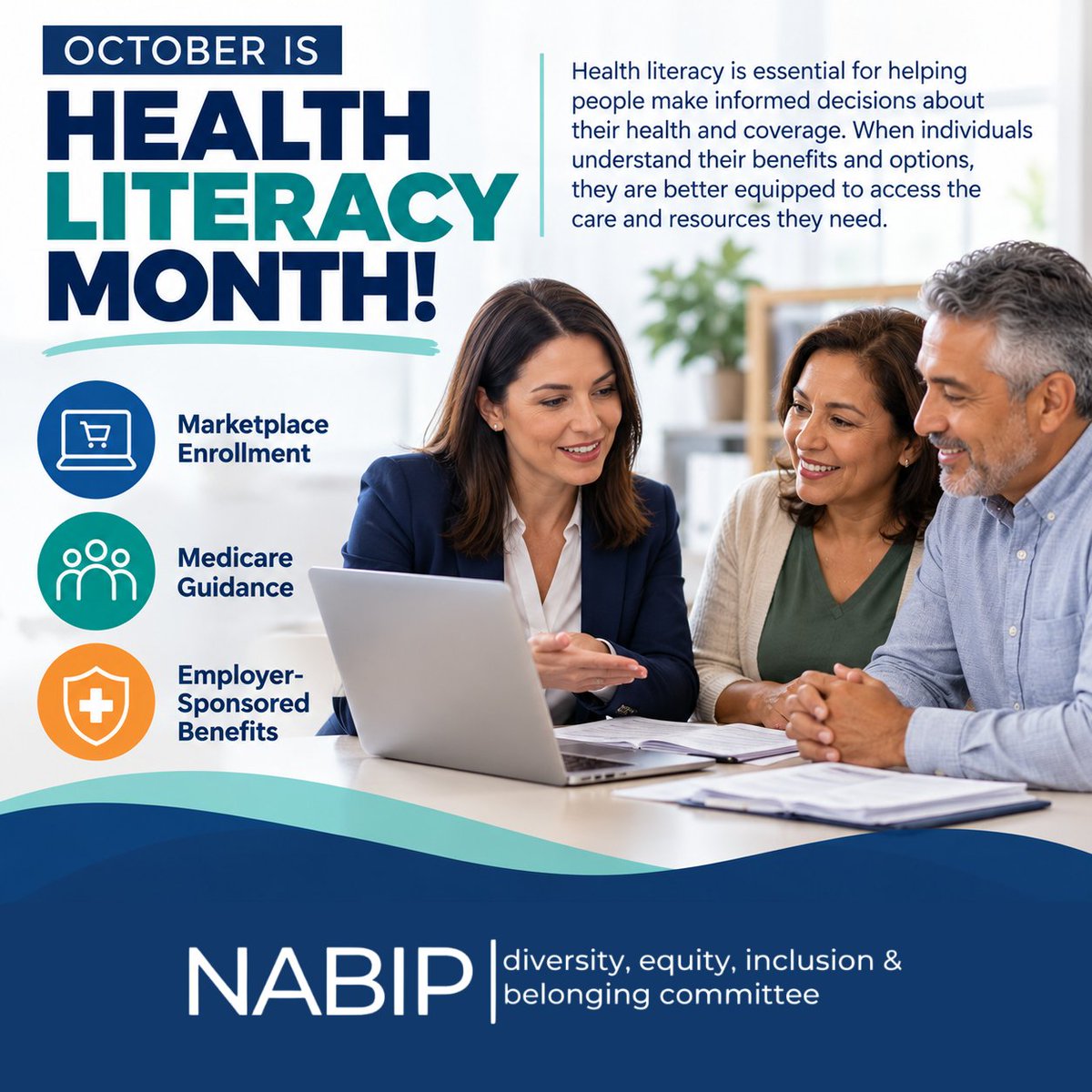 nabipsocial's tweet photo. #HealthLiteracy is essential for helping people make informed decisions about their health and coverage. When individuals understand their benefits and options, they are better equipped to access the care and resources they need.
#HealthEquity #DEIB #HealthLiteracyMonth https://t.co/PDyVoo03Wl