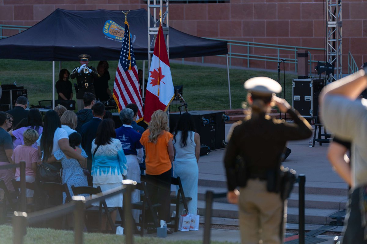 LVMPD's tweet photo. 1 October Sunrise Remembrance Ceremony

This morning, we paused to honor the lives taken from us during the tragic events of October 1, 2017. We also remembered the survivors, families, and first responders whose lives were forever changed that night. Officers, medical personnel, and everyday citizens ran toward the chaos, saving lives and embodying the spirit of what it means to be Vegas Strong.

In the face of unimaginable loss and trauma, our community showed resilience, courage, and compassion.

As we mark this solemn anniversary, we stand with all who continue to heal. We will never forget the lives lost, and we remain committed to protecting and serving this incredible community we call home.