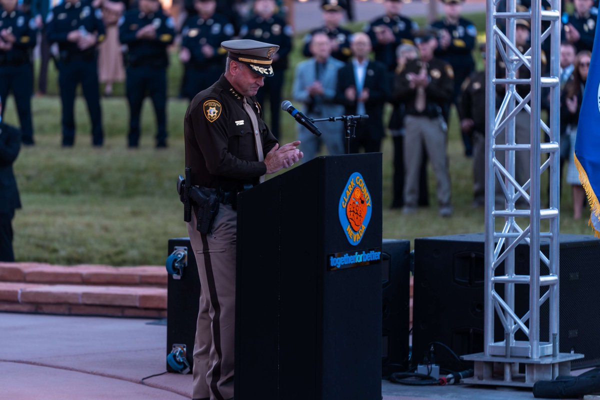 LVMPD's tweet photo. 1 October Sunrise Remembrance Ceremony

This morning, we paused to honor the lives taken from us during the tragic events of October 1, 2017. We also remembered the survivors, families, and first responders whose lives were forever changed that night. Officers, medical personnel, and everyday citizens ran toward the chaos, saving lives and embodying the spirit of what it means to be Vegas Strong.

In the face of unimaginable loss and trauma, our community showed resilience, courage, and compassion.

As we mark this solemn anniversary, we stand with all who continue to heal. We will never forget the lives lost, and we remain committed to protecting and serving this incredible community we call home.