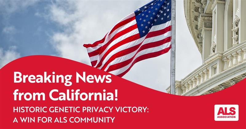 alsassociation's tweet photo. “No one should have to choose between their physical health and their financial future,” - @AsmLoriDWilson
Today, in a significant victory for people living with ALS and their families, the Safeguarding Genetic Information Act (AB 1798) has been signed it into law by Governor Newsom in California, establishing the state as a national leader and global model for genetic privacy protection. 
For people and families living with ALS, the law means they can still use genetic information to guide their medical care without worrying it will lead to discrimination against them. Genetic testing plays a critical role in diagnosis, treatment, clinical trials, research, and personal medical decision-making.  Californians can now move forward with genetic testing with confidence. Gone are the days of misuse of results and testing of avoidance out of fear of discrimination from insurers. AB 1798 changes that story.
