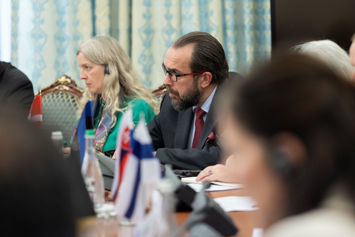 ZelenskyyUa's tweet photo. It is very symbolic that today, on Pokrova, we met with all EU ambassadors to Ukraine. We discussed many issues. Of course, first and foremost, the readiness to support Ukraine. Air defense and joint production, financial resilience, EU accession, and sanctions pressure on Russia for its war are the key tracks we are working on. There will be more such coordination formats on foreign policy. Thank you for your support.