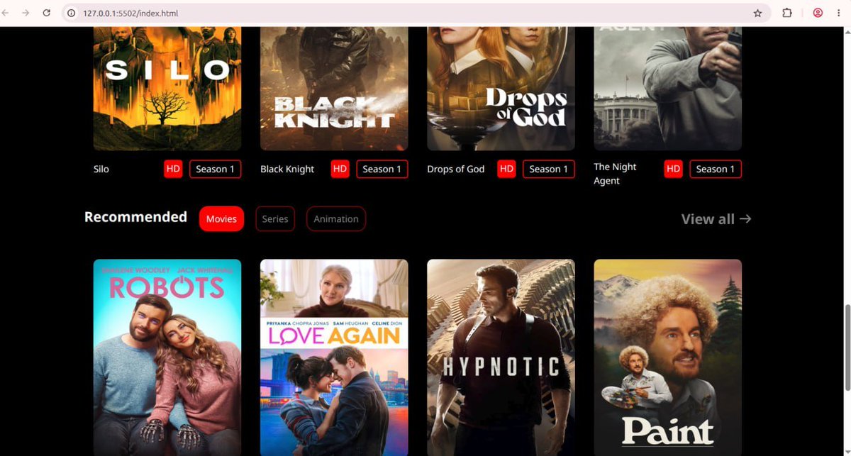 dev_edwin_'s tweet photo. Day 19/100 

Another ​day of crafting this movie/series streaming interface using HTML and Tailwindcss!

Styling coming together nicely. Progress over perfection! https://t.co/KWm10EZEcL