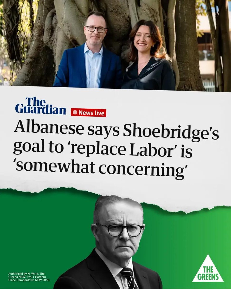 PeterWMurphy1's tweet photo. Dear @AlboMP
Apparently you're concerned @DavidShoebridge wants the @Greens to replace @AustralianLabor Given your Govt no longer upholds ANY "Labor values" and actively supports Israel's genocide, you should be concerned. As a long-term Labor voter, they have my vote. #auspol https://t.co/7LGfIa57sH