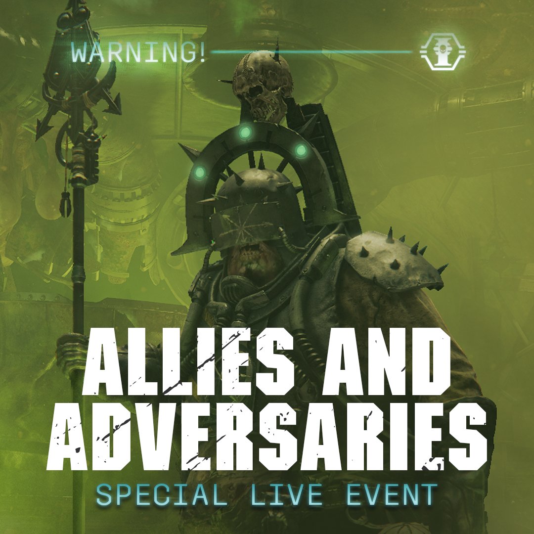 Darktide40K's tweet photo. "𝘛𝘩𝘦 𝘯𝘰𝘣𝘭𝘦𝘴 𝘢𝘳𝘦 𝘨𝘦𝘵𝘵𝘪𝘯𝘨 𝘢𝘯𝘵𝘴𝘺 𝘢𝘣𝘰𝘶𝘵 𝘪𝘯𝘤𝘪𝘥𝘦𝘯𝘵𝘴 𝘩𝘢𝘱𝘱𝘦𝘯𝘪𝘯𝘨 𝘢𝘤𝘳𝘰𝘴𝘴 𝘛𝘦𝘳𝘵𝘪𝘶𝘮. 𝘛𝘩𝘦𝘺’𝘳𝘦 𝘯𝘰𝘵 𝘮𝘶𝘤𝘩 𝘧𝘰𝘳 𝘦𝘭𝘢𝘣𝘰𝘳𝘢𝘵𝘪𝘯𝘨 𝘢𝘯𝘥 𝘐 𝘸𝘢𝘴 𝘯𝘦𝘷𝘦𝘳 𝘰𝘯𝘦 𝘧𝘰𝘳 𝘨𝘰𝘴𝘴𝘪𝘱. 𝘙𝘦𝘱𝘰𝘳𝘵 𝘵𝘰 𝘓𝘰𝘳𝘥 𝘔𝘦𝘭𝘬 𝘢𝘯𝘥 𝘨𝘦𝘵 𝘵𝘰 𝘵𝘩𝘦 𝘣𝘰𝘵𝘵𝘰𝘮 𝘰𝘧 𝘪𝘵."

― Sergeant Major Morrow

Click the link in the comment below to learn more about the live event and its rewards.