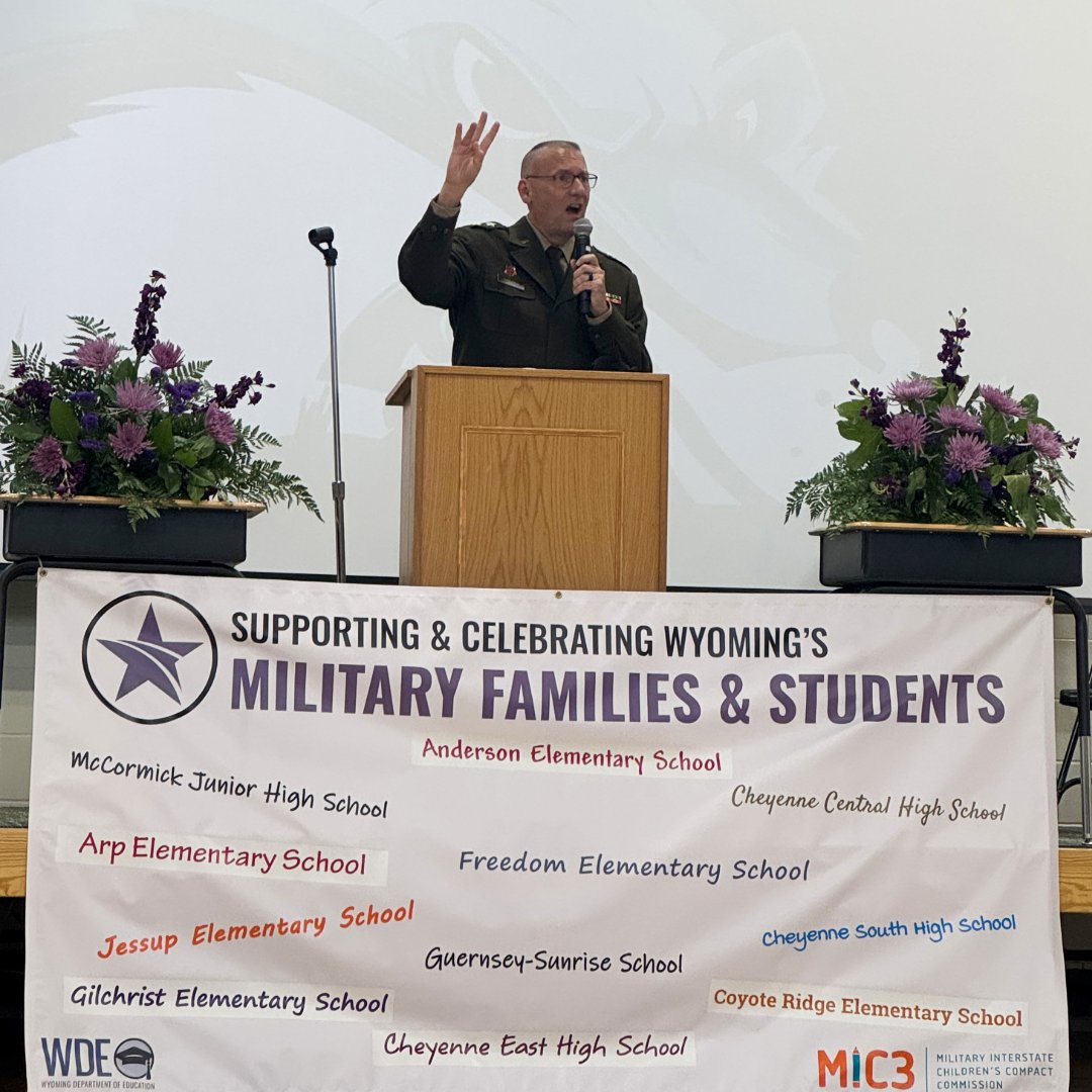 WYOEducation's tweet photo. Coyote Ridge Elementary in Cheyenne was recently designated a #Wyoming #PurpleStarSchool! These schools step up to provide the dedicated staff, peer support, and specialized resourcesmilitary-connected students need to thrive.
Info: https://t.co/uAOicOxwtv
#WyDeptEd #WyoEdChat https://t.co/ZXlZaqr7mT