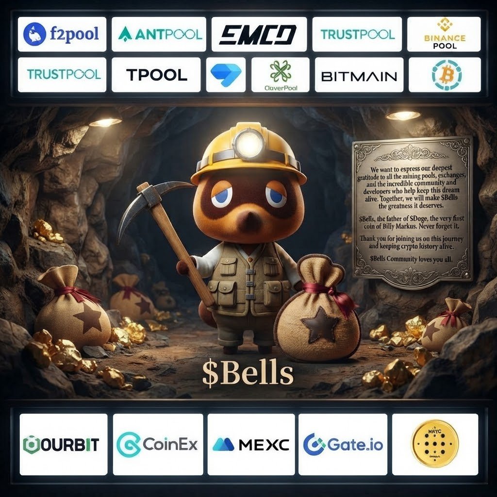 BellishK2022's tweet photo. Big thanks to all the mining pools &amp; exchanges below for your incredible support! Together, we are keeping the $BELLS &amp; #crypto history alive. ⛏️💰🚀
@ourbit @coinexcom @MEXC @Gate_io @nonkyc_exchange
@f2pool @AntPoolofficial @emcd_io @binance @CloverPool_com @BITMAINtech https://t.co/m9Ifm8yYlt