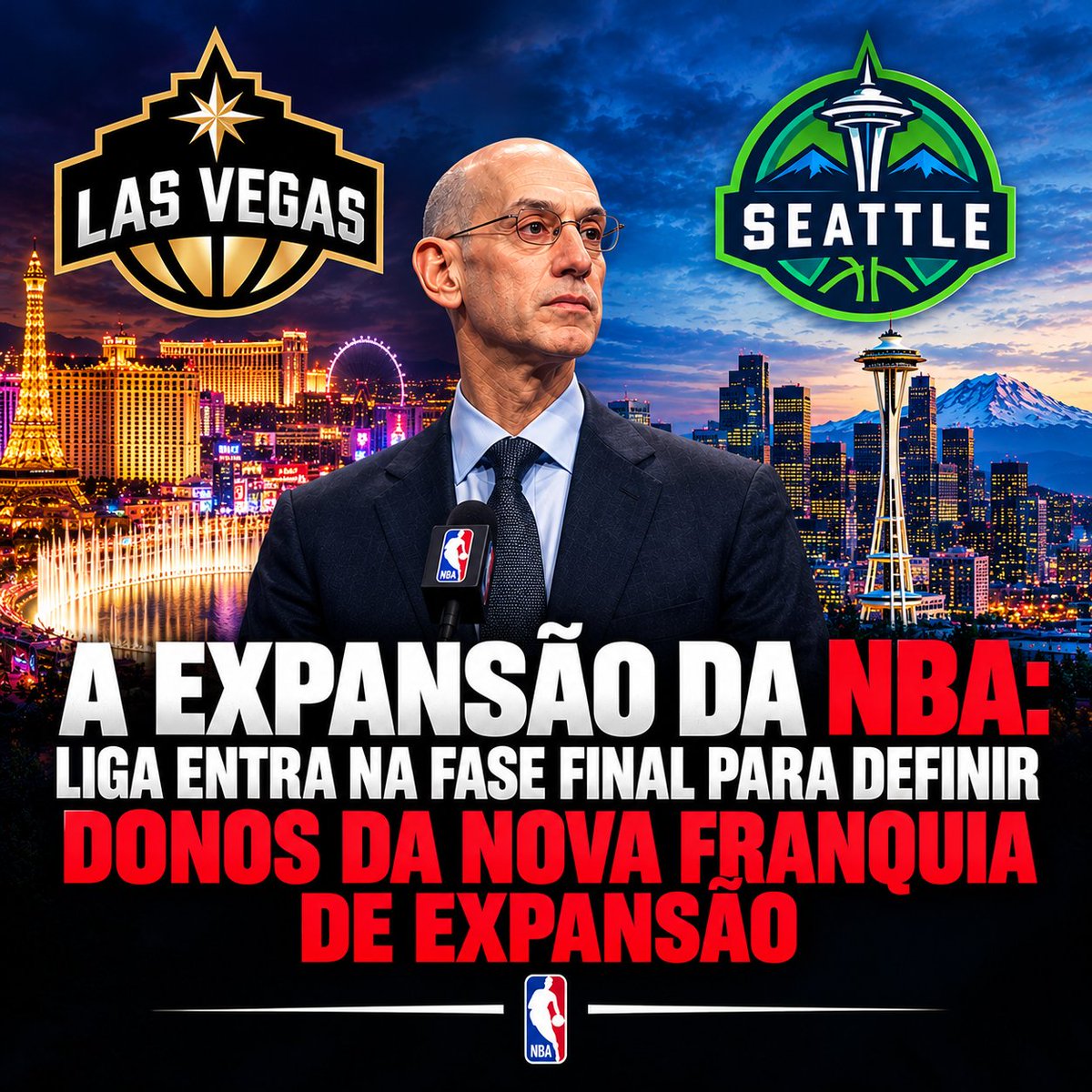 InsidetheLigas's tweet photo. A EXPANSÃO DA NBA: LIGA ENTRA NA FASE FINAL PARA DEFINIR DONOS DA NOVA FRANQUIA DE EXPANSÃO

A NBA está analisando as propostas finalistas e deve selecionar, em um futuro muito próximo, o grupo vencedor para assumir a nova franquia de expansão em Las Vegas. 

O valor do negócio, que engloba os direitos da franquia e a construção ou desenvolvimento de uma nova arena de ponta, está avaliado em impressionantes US$ 12 a US$ 13 bilhões, valores que prometem quebrar recordes no esporte mundial.

Os três grupos de investidores finalistas são:

Nancy Walton Laurie & Bill Laurie: Nancy é herdeira bilionária da rede Walmart. Junto com seu marido Bill, ex-dono do St. Louis Blues da NHL, o casal possui residência fixa na região de Las Vegas e um patrimônio líquido estimado em US$ 17 bilhões.

Steve Apostolopoulos & Marc Lasry: Apostolopoulos é um bilionário canadense que se uniu a Marc Lasry, empresário e ex-coproprietário do Milwaukee Bucks da NBA.

Bill Foley & Jerry Colangelo: Foley é o proprietário do Las Vegas Golden Knights, da NHL e do Bournemouth da Premier League. Ele se associou a Jerry Colangelo, lendário ex-proprietário do Phoenix Suns e integrante do Hall da Fama do basquete

O CEO do UFC, Dana White, também confirmou estar envolvido nas conversas com um grupo investidor local, entrando como sócio minoritário em um dos três grupos finalistas.

O plano geral de expansão da NBA visa adicionar duas equipes à liga, elevando o total para 32 times, com estreias previstas para a temporada 2028/29. 

Embora Seattle continue fortemente no radar para receber a segunda franquia, o que marcaria o retorno do histórico SuperSonics, o processo de Las Vegas avançou mais rapidamente devido ao mercado de lances altamente competitivo e à necessidade logística de definir os rumos de uma nova arena.

Os candidatos que perderem a disputa em Las Vegas terão a oportunidade de migrar seus esforços e competir pela franquia de Seattle na sequência. A aprovação formal de todo o projeto de expansão por parte do Conselho de Governadores da NBA é aguardada para dezembro.