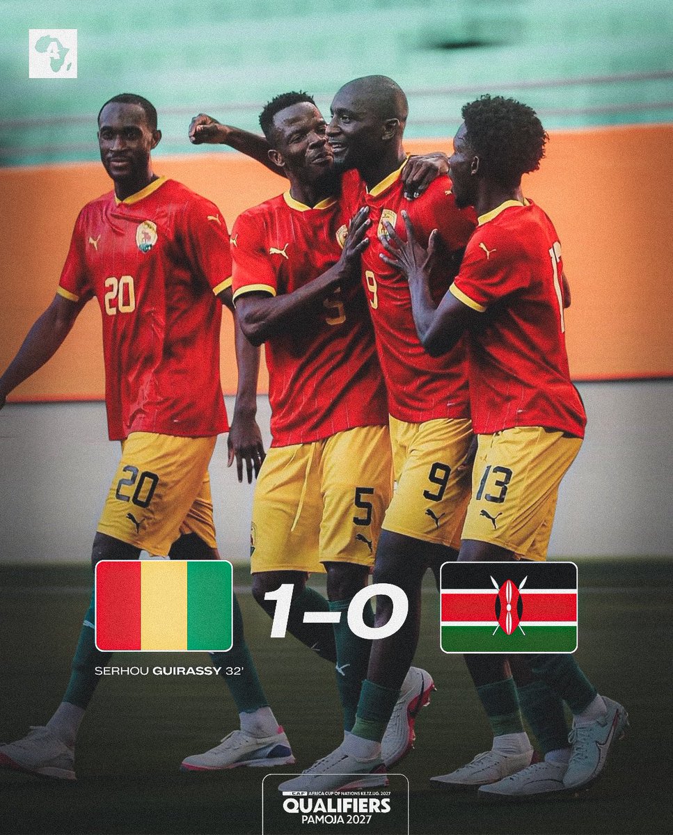 ActuFootAfrique's tweet photo. 🚨 La Guinée 🇬🇳𝑺’𝑰𝑴𝑷𝑶𝑺𝑬 face au Kenya 🇰🇪 (1-0) et se relance dans ses qualifications ! 🌍🔥 https://t.co/QFadrW62Xq
