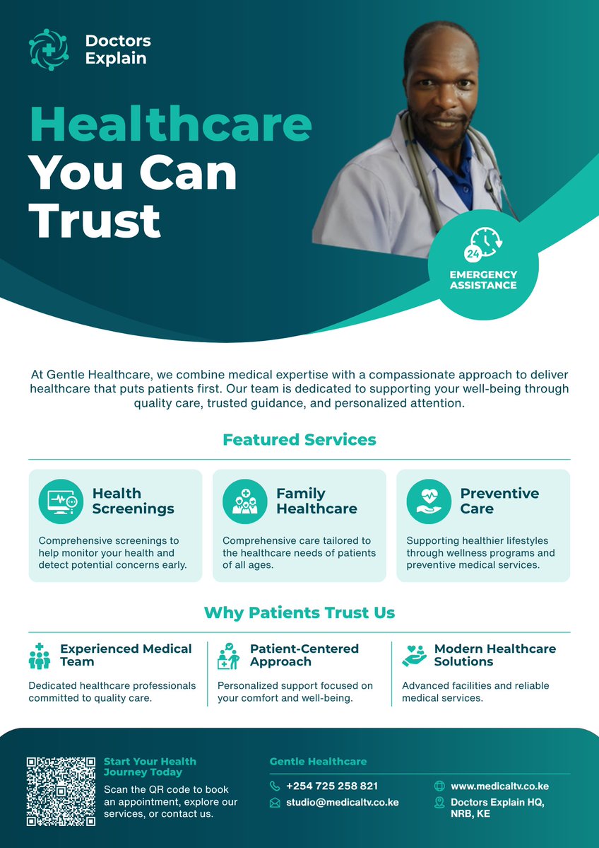 medicaltvke's tweet photo. Healthcare injustice kills. Access should never be a privilege. Join #TeamDoctorsExplain—stay ahead of your healthcare through promotive & preventive care. 🩺⚖️🌍
Visit https://t.co/76OwSC0lY3
#HealthEquity #PreventiveHealthcare #PromotiveHealth #CareForAll #Kenya #Africa https://t.co/6SQzXlnTcQ