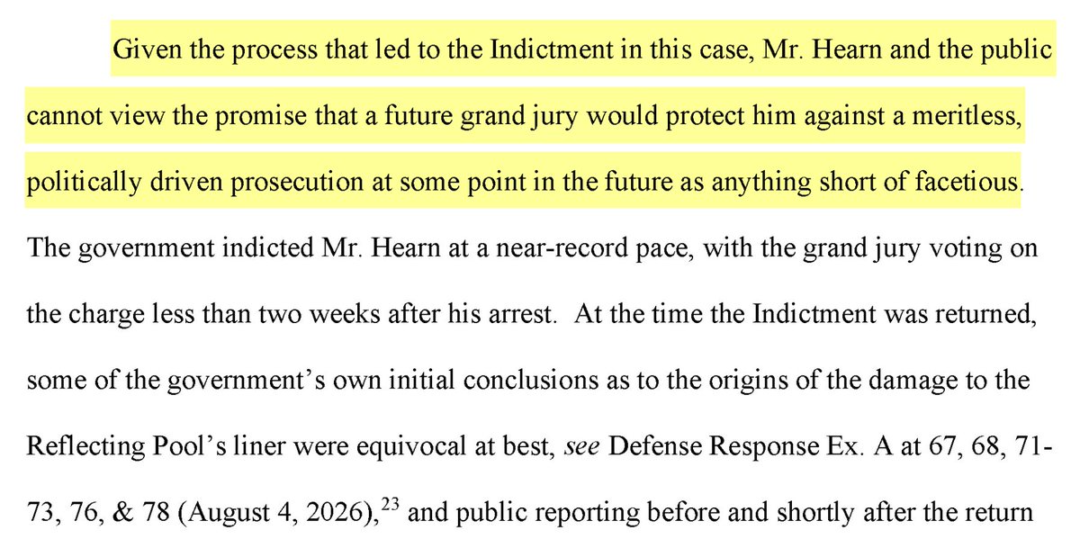 KlasfeldReports's tweet photo. Scathing from Judge Edelman:

Given his first indictment, the notion that the grand jury process would protect David Hearn from another "meritless, politically driven prosecution" is nothing short of "facetious." https://t.co/EufPZLpmW8