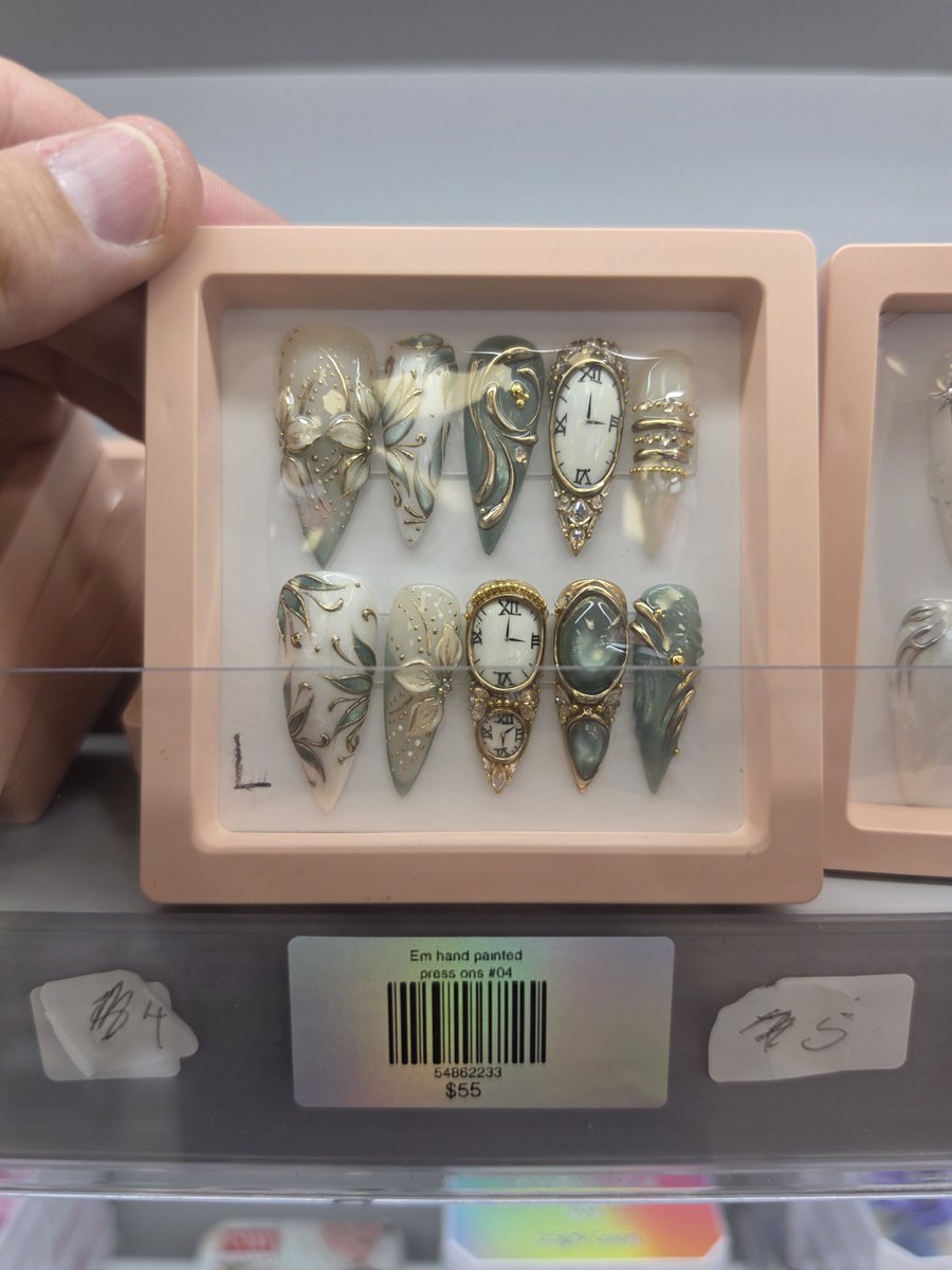 FiredUpCoug's tweet photo. 10) A $55 (!) set of hand-painted steampunk stick on nails. 

For that price, all I can say is they better grant you the ability to time travel.

Or, at a minimum, skip commercial breaks. https://t.co/wHeIFCaqpl