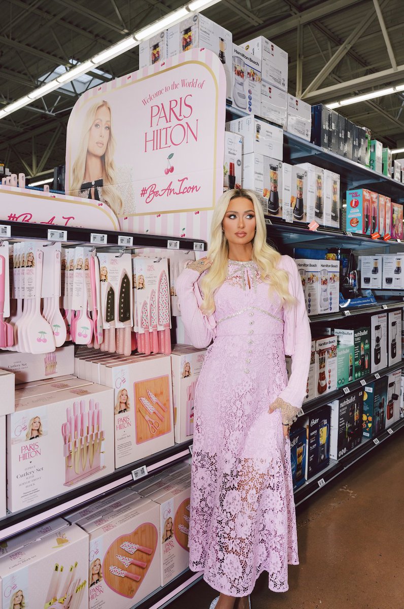 ParisHilton's tweet photo. Stopped by @Walmart to see all my new pieces in store and I’m obsessed 😍🍒🎀🐶 Cherries, bows, puppies, and more 💕 Shop here: https://t.co/88dVjLuDAA https://t.co/JSmuF1DphA