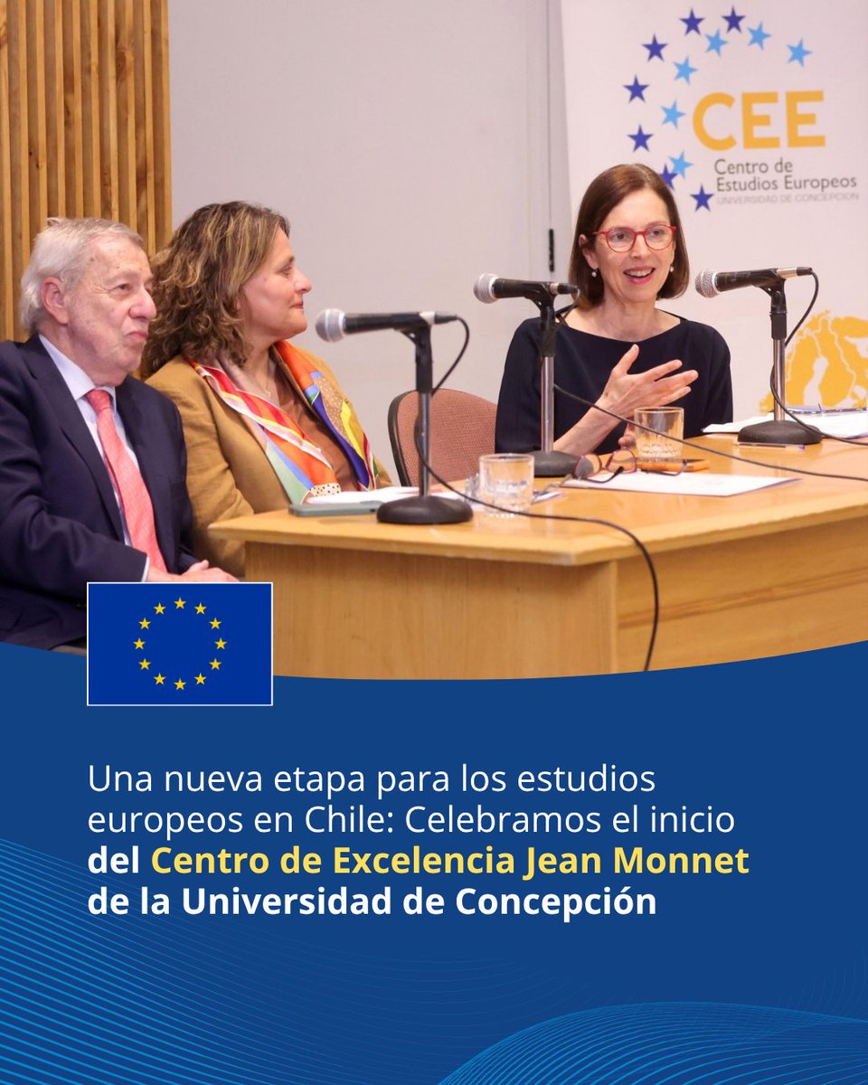 UEenChile's tweet photo. Un nuevo hito para los estudios europeos en Chile🇪🇺🇨🇱

Acompañamos el inicio del Centro de Excelencia Jean Monnet del @ceeudeconce de la @udeconcepcion dirigido por la Dra @PaulinaAstrozaS, el primero y único de Chile, y uno los tres seleccionados este año en toda América Latina. https://t.co/MQ44DbnCqi