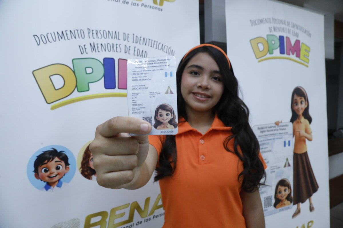 mingobguate's tweet photo. En el marco de la conmemoración del #DíaDelNiño, el @renapgt presenta el Documento Personal de Identificación de Menores de Edad, que será emitido para identificar a niñas, niños y adolescentes de 0 a 17 años. La primera emisión del #DPIME será gratuita. https://t.co/SQ5VOLE3TG