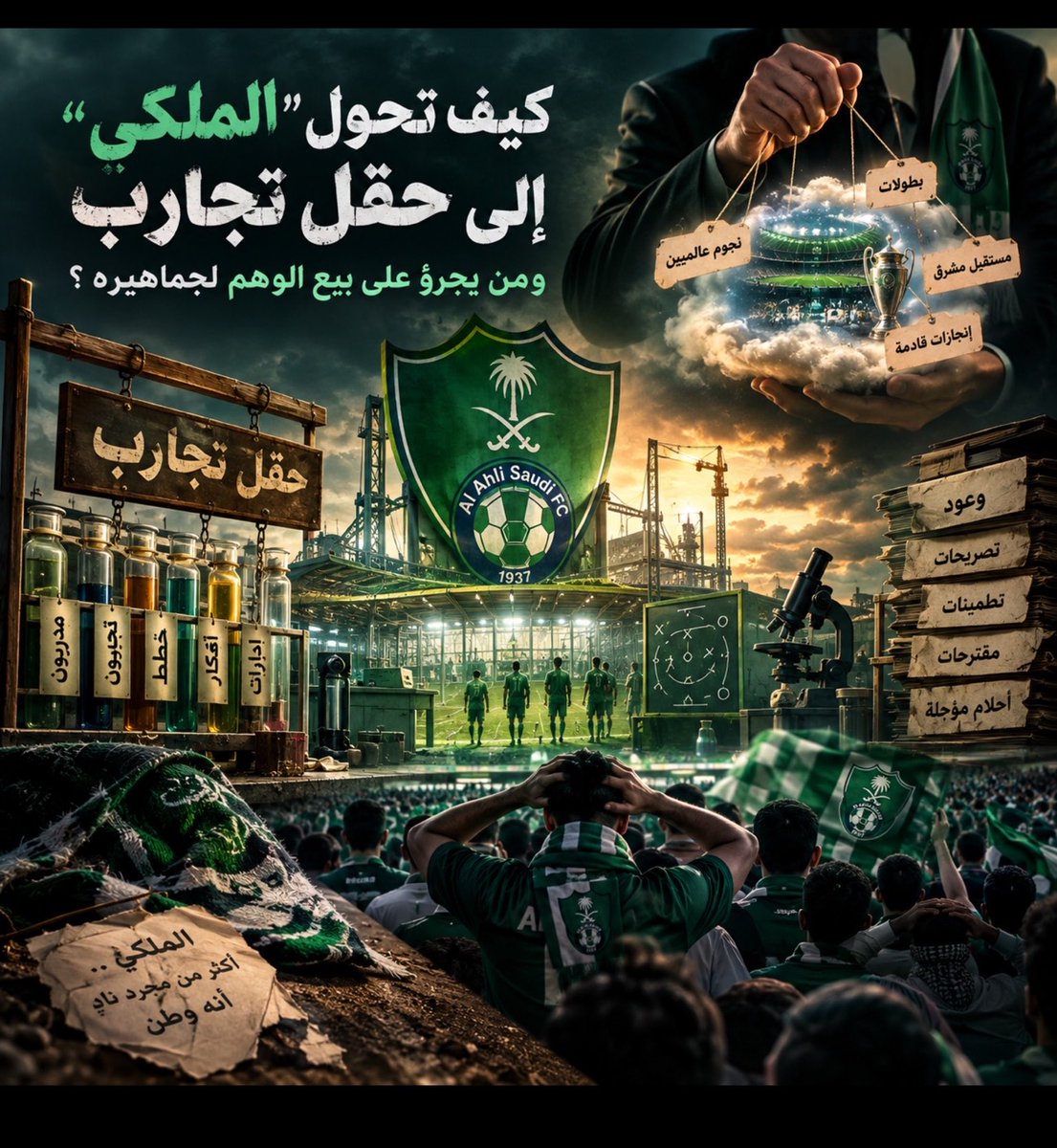 ali_altale1972's tweet photo. 🚨كيف تحول #الأهلي إلى حقل تجارب ومَن يجرؤ على بيع الوهم لجماهيره ؟

تستيقظ جماهير #الأهلي كل يوم على واقع مرير يصفع الآمال ويوقض التاريخ ويضع علامات استفهام بحجم الجبال حول هوية من يدير المشهد خلف الكواليس. 
إن ما يحدث داخل أروقة هذا الكيان العريق لم يعد مجرد "كبوة جواد" أو "فترة انتقال استراتيجي" كما يحلو لمهندسي التبرير تسويقه بل هو باختصار عملية اغتيال ممنهجة للشغف وطمس لملامح هيبة ناد ولد ليكون ملكاً متوجاً على عرش الكرة السعودية.

- مسرح العبث الإداري وشركات تُدار بعقلية "الهواة"!
حينما أُعلن عن دخول الأهلي عصر الخصخصه والاستحواذ الكامل من قِبل صندوق الاستثمارات العامة استبشرت الملايين خيراً وظن الجميع أن زمن الديون والعشوائية قد ولى بلا رجعة. 
لكن الواقع جاء صاعقاً فتحت مظلة الحوكمة المزعومة تحولت شركة النادي إلى ساحة لتصفية الحسابات الفنية والقرارات الارتجالية 
كيف يُعقل لنادٍ يطمح للمنافسة المحلية والقارية أن يدخل الميركاتو الصيفي بعشوائية تثير السخرية؟ 
في الوقت الذي تتسلح فيه الأندية المنافسة بصفقات عالمية تصنع الفارق يُفاجأ الجمهور الأهلاوي بأسماء متواضعة لا تليق حتى بطموح أندية الوسط! 
أين ذهبت الميزانيات؟ 
ومَن هو العبقري الذي رأى في هذه الخيارات حلاً لترميم صفوف فريق يئن تحت وطأة النقص؟
خروج المدرب في توقيت قاتل والتعاقد مع مدرب "متدرب" يثبت بما لا يدع مجالاً للشك أن هناك فصلاً تاماً عن الواقع وغياباً كاملاً للمشروع الرياضي الحقيقي.

- صمت القبور :
ومَن يحمي كرامة الأهلي إعلامياً وقانونياً؟
الشق الأشد إيلاماً في هذه الحقبة السوداء ليس التراجع الفني الواضح الفاضح فحسب بل هو "الانبطاح الإعلامي والقانوني" المخزي أمام التجاوزات لقد تحول الأهلي بفعل صمت إدارته إلى مادة دسمة للإساءة والتقليل من قِبل مسؤولين ومديرين أجانب سابقين يخرجون عبر وسائل الإعلام العالمية ليشوهوا صورة النادي بعد رحيلهم دون أن تحرك الإدارة ساكناً!
أين هي الإدارات القانونية؟ 
أين هي البيانات الحازمة التي تحمي كبرياء الكيان وتردع كل من تسول له نفسه المساس باسم النادي؟ 
هذا الصمت المريب لا يمكن تفسيره إلا بحالتين لا ثالث لهما: 
إما عجز كامل وفقدان للسيطرة، 
أو عدم اكتراث مطلق بمشاعر الملايين الذين يحترقون شوقاً لرؤية ناديهم قوياً ومهاباً.

- الوهم الاستثماري وجوع المنصات
يخرج علينا مسؤولو الشركة بحديث منمق عن "الاستدامة المادية" و"العقود الرعاية الضخمة" وبناء البنية التحتية الجاذبة للمستثمرين، 
لمن تبنون هذه المنشآت؟ 
هل تبنونها لكيان بلا روح؟ 
أم لجمهور هجر المدرجات حزناً وقهراً؟
إن كرة القدم قامت وتأسست من أجل الإنجازات والبطولات والاستثمار الحقيقي يبدأ من داخل المستطيل الأخضر تجفيف منابع القوة الرياضية للأهلي بحجة الانضباط المالي هو عذر أقبح من ذنب وتمرير للقرارات الفاشلة تحت غطاء التنظيم المؤسسي.

- كلمة أخيرة: 
كفى عبثاً بـ "الملكي"
إن جماهير الأهلي لم تعد تملك ترف الصبر ولم تعد تنطلي عليها وعود "المستقبل المشرق" من يتولى ملكية النادي وإدارته اليوم يواجه اختباراً تاريخياً أمام جماهيرية جارفة لا ترحم. 
إما أن تعيدوا للأهلي هيبته وحقه في الدعم العادل وقوته القانونية الشرسة 
أو لتعلنوا صراحة أن هذا القميص التاريخي أكبر من خططكم وتطلعاتكم.
#النادي_الاهلي