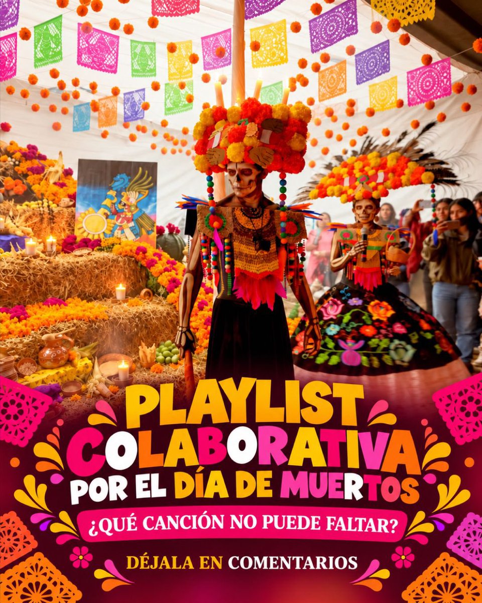 FeriaPuebla's tweet photo. ¡La música que nos conecta con el recuerdo! 🕯️🎶

Comenta aquí abajo tu canción favorita de Día de Muertos y participa en nuestra playlist colaborativa. ¡Armemos juntos la banda sonora de nuestras tradiciones! 💀🍂

#PorAmorAPuebla https://t.co/sGcrx2rtNG