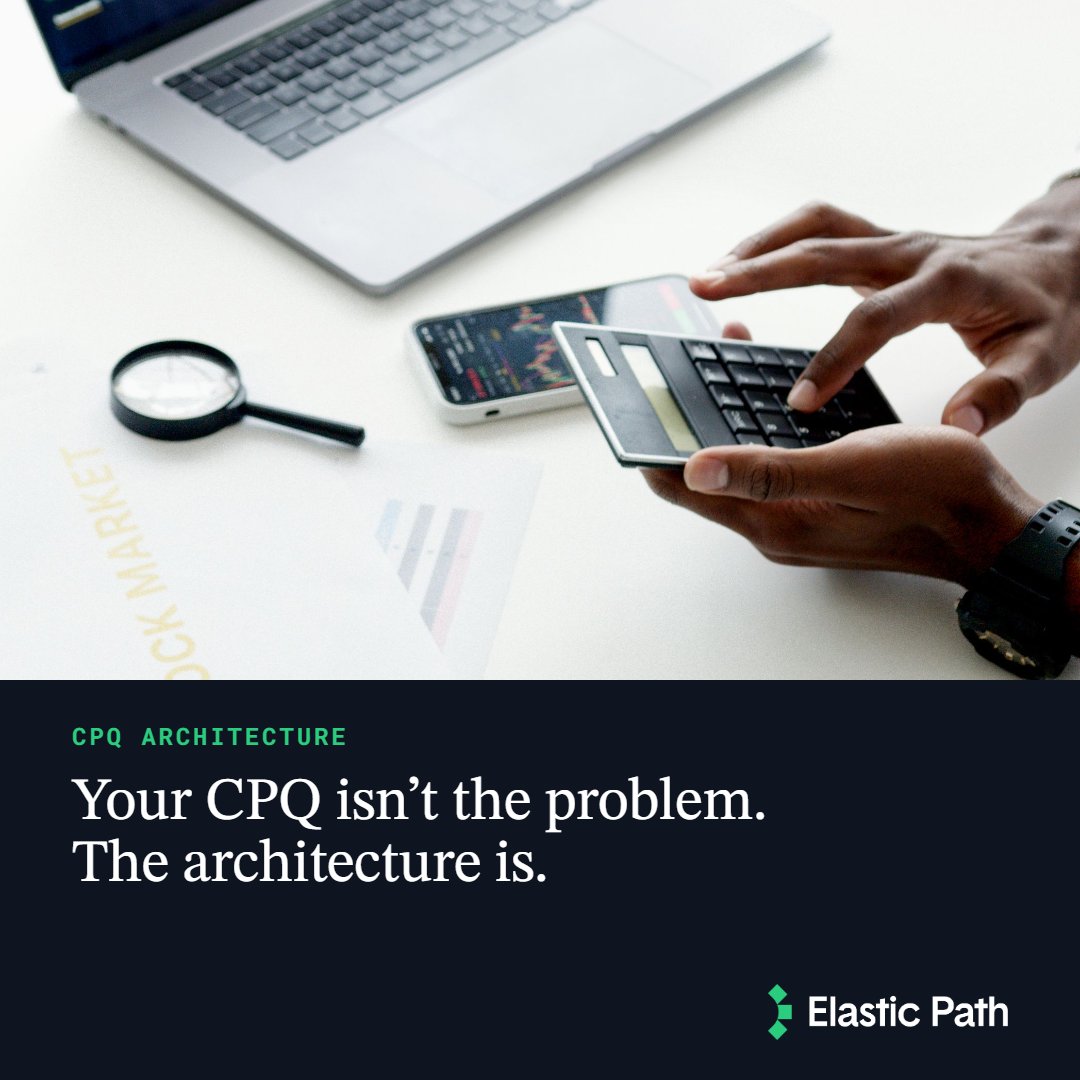 elasticpath's tweet photo. The companies getting quoting right aren't finding a better CPQ tool. They're building a data model flexible enough that quote and cart live in the same system — so there's nothing to sync and no manual step between what a buyer was quoted and what they're billed. https://t.co/NLG3Pzq2Ew