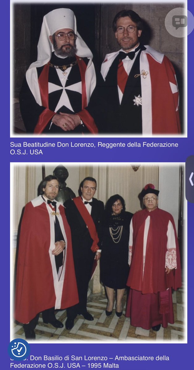 miketheking1517's tweet photo. S.A.S. Don Basilio Calì di San Lorenzo claims titles like Principe di Cefalù di Avila di Castiglia D’Aragona di Borbone &amp; Principe di Rodez.

He is 77th Grand Master of the Sovereign Order O.S.J. of Malta. This separate Hospitaller splinter, based in Malta &amp; distinct from SMOM. https://t.co/OxYRezFbmn