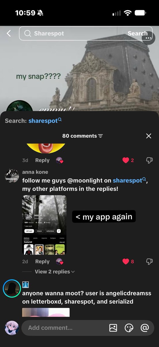 imromeohazel's tweet photo. woke up to a random person posting my app is their tiktok video 

a trend that says “my snap??” showcasing other alternatives 

and they included mine. 

i woke up 500+ users (another one of my friends had a video do 34.6k so that helped too) 

but this video has easily been my biggest accomplishment yet

im beyond happy that my app is being enjoyed   

with a 40%+ stickiness ratio (dau/mau) everyday

i know sharespot will take off 

than you to everyone for supporting me

let’s keep going