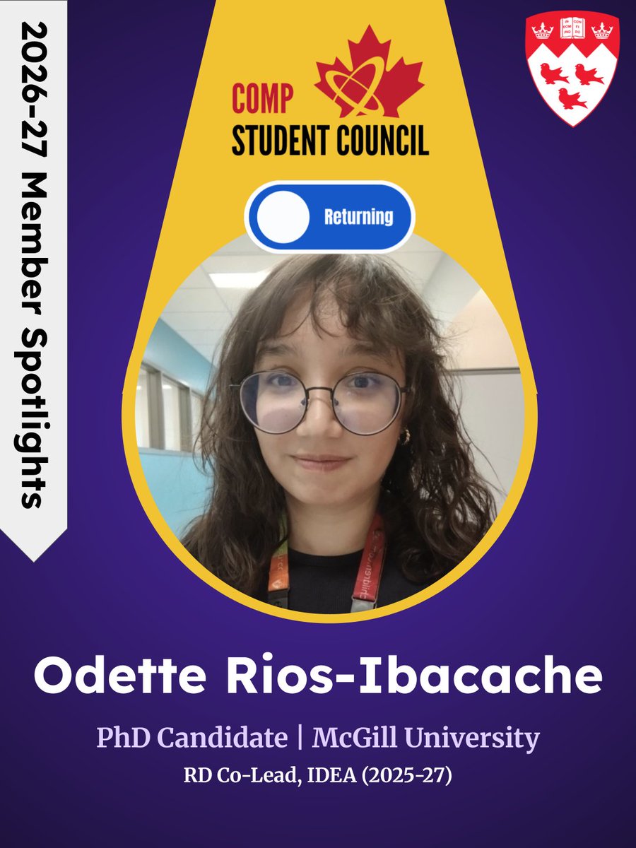 COMPTrainees's tweet photo. Today’s spotlight is on RD and IDEA Co-Lead Odette Rios-Ibacache from @mcgillu! We are ecstatic to have her lead these initiatives this year! 🍁 Aujourd’hui, nous mettons le plein feu sur la co-cheffe des équipes RD et IDEA, Odette Rios-Ibacache de @mcgillu! https://t.co/Dpzl9uZv2R