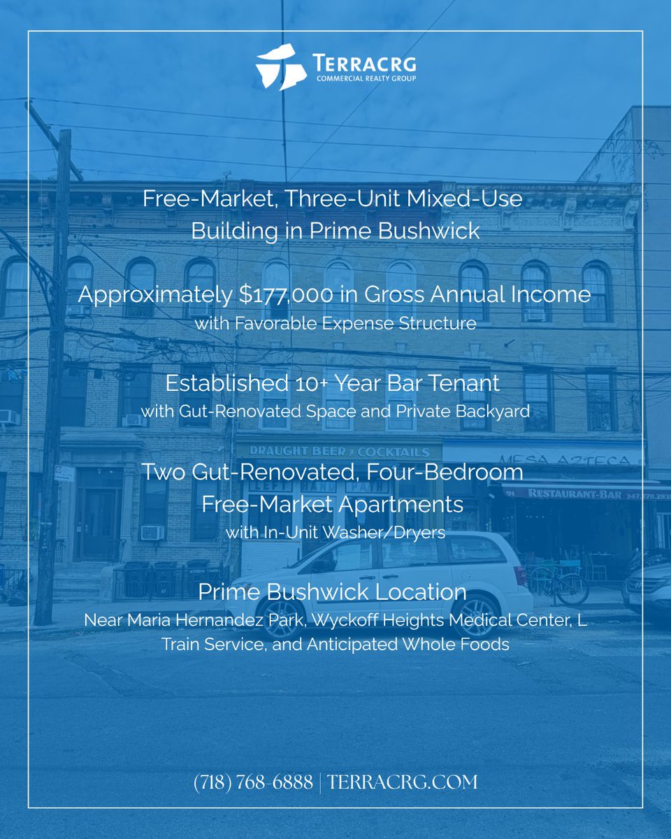 TerraCRG's tweet photo. NEW TO MARKET | BUSHWICK
Free-market mixed-use building for sale in the heart of Bushwick. Please contact Thomas Cutting, Aden Verdun, Matthew Cosentino, and Maria (Mimi) D'Angelo for more information.

#OnlyBrooklyn® https://t.co/uKo059Pz1k