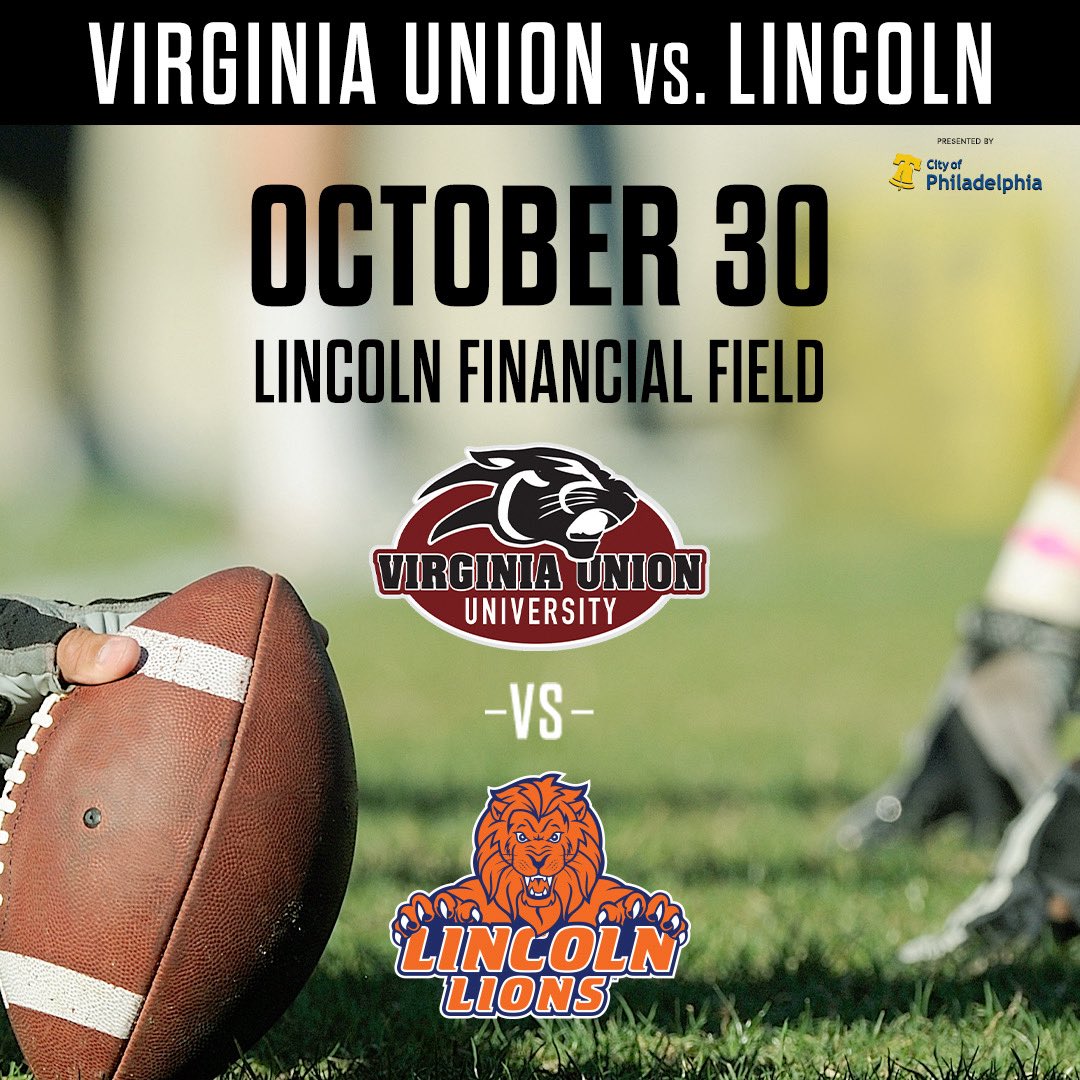 LFFStadium's tweet photo. It’s finally October, which means we’re just a month out from our HBCU Weekend ‼️

Eagles Alum Mike Vick and DeSean Jackson will be facing off for the second year in a row as the respective leaders of Delaware State and Norfolk State. Additionally, Virginia Union University and Lincoln University will face off on Friday, October 30th. 

Don’t miss out on a great weekend of football, get your tickets now 👊
VU vs. LU ➡️ https://t.co/uup9PkzPwt
DSU vs. NSU ➡️ https://t.co/vPWPuxOMQz