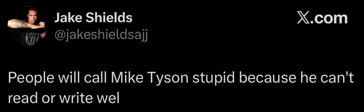 jakespellcheck's tweet photo. People will call Mike Tyson stupid because he can't read or write wel https://t.co/2OA8VyBpxk