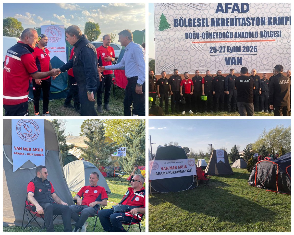 vanmebakub's tweet photo. İlimiz Van’ın ev sahipliğinde düzenlenen 23 ilden akredite arama kurtarma ekiplerin katıldığı 2026 AFAD Bölgesel Akreditasyon Kampı’na VAN MEB AKUB Ekibi olarak katılım sağladık.

@tcmeb @Yusuf__Tekin @bilalmacit @meb_adsp @MetinTayarer @VanilMem @bycandiroglu https://t.co/GYHrQea6e3
