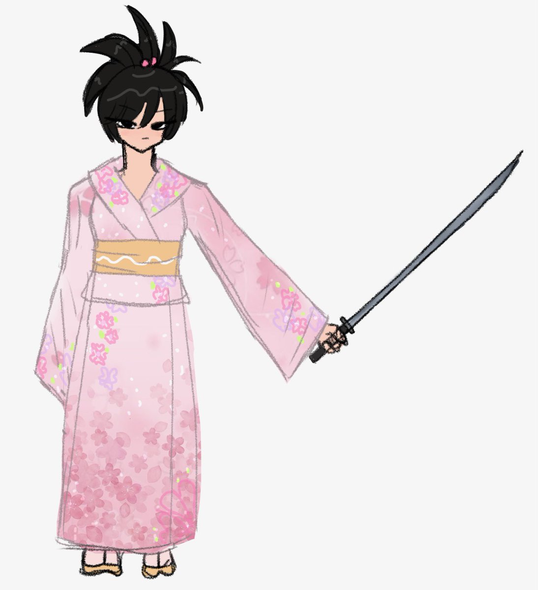 novasarts's tweet photo. Her pose is stiff but her outfit is so cute and dangerous✨✏️👘🗡️🌸 #oc #originalcharacter https://t.co/erDE6M8cok
