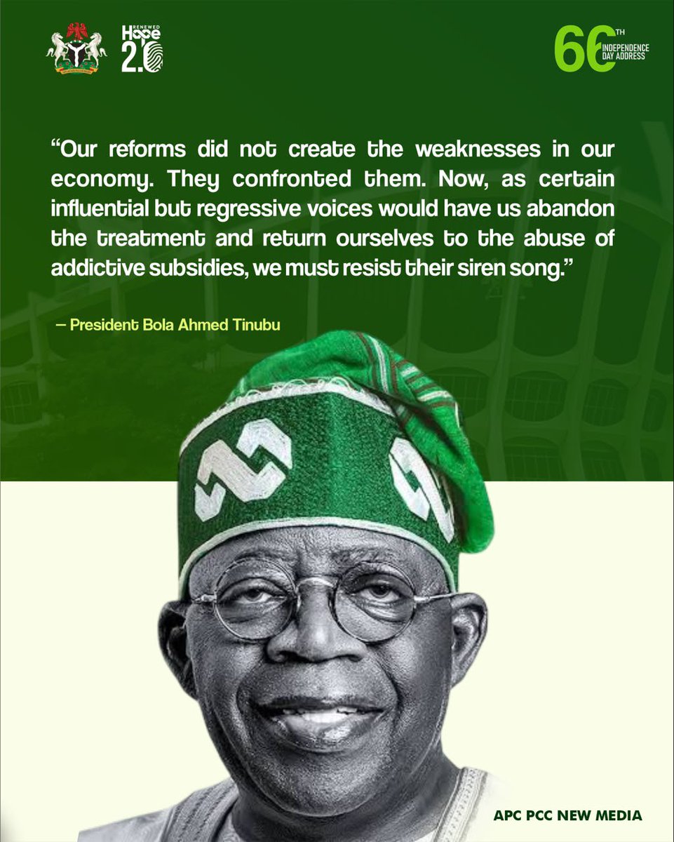 Journalist_Mind's tweet photo. Excepts From President Bola Ahmed Tinubu's Independence Day Speech.

#FromReformToProsperity
#PBATCares https://t.co/mjMYx6Hvpb