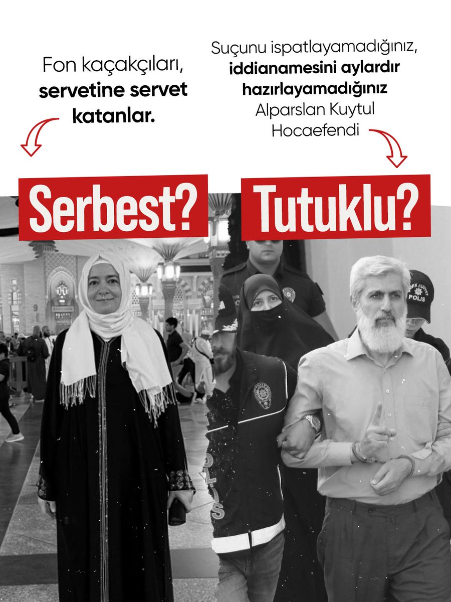 HakikatinSs's tweet photo. Servetine servet katan fon kaçakçıları serbest! Henüz iddianamesi bile hazır olmayan Alparslan Kuytul Hocaefendi tutuklu!

AsılSuçlular Yargılanmıyor
AlparslanHocaya Ozgürlük 
SemraHocaya Ozgürlük
Kardeşlerimizi SerbestBırakın https://t.co/3vQZtWLJDY
