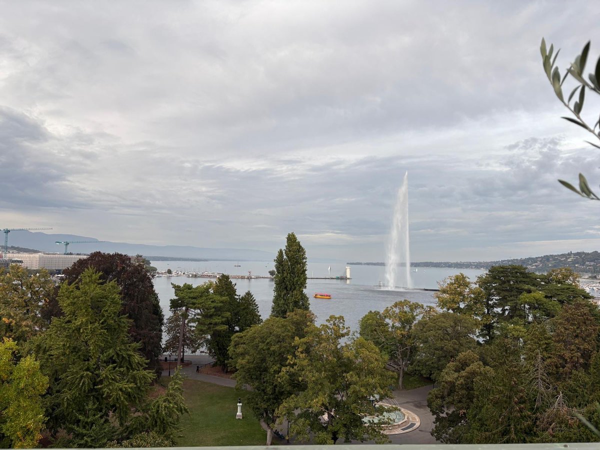 COLalexandre1's tweet photo. Vue du Rooftop, de l’hôtel Métropole sur la baie de Genève et son jet d’eau avec le petit bateau jaune qui est surnommé la mouette et qui relie les deux berges de la rade. https://t.co/h8MIVayWSk