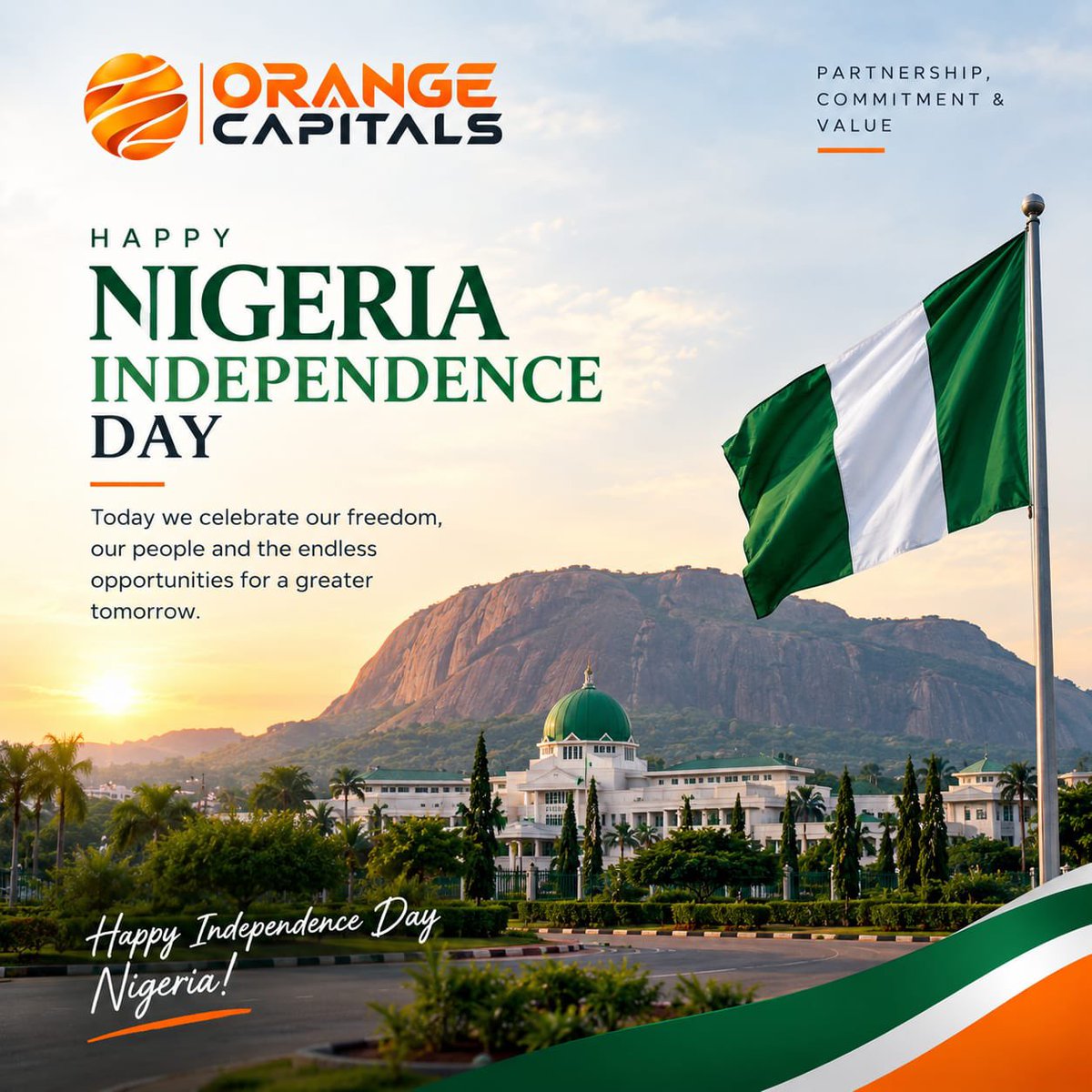 Orange_capitals's tweet photo. 🇳🇬 HAPPY INDEPENDENCE DAY, NIGERIA

As Nigeria marks another year of independence, we celebrate the resilience, ambition, and enterprise that continue to drive our nation forward. https://t.co/KVADm8xSi3