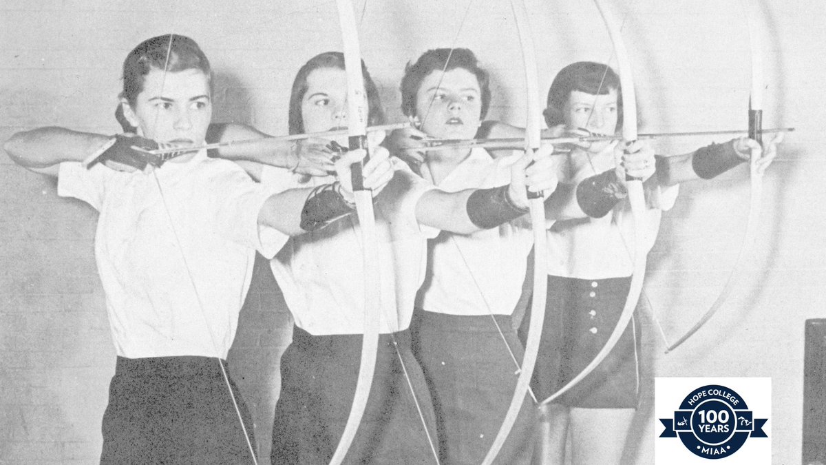 HopeAthletics's tweet photo. We continue our celebration of Hope College's 100 years of @MIAA1888 membership with a look at the 1950s. Championship archery, a future Major League Baseball Hall of Fame pitcher, and The Rivalry becoming an MIAA showdown were all part of a memorable decade. Find a photo gallery on the Hope Athletics website.