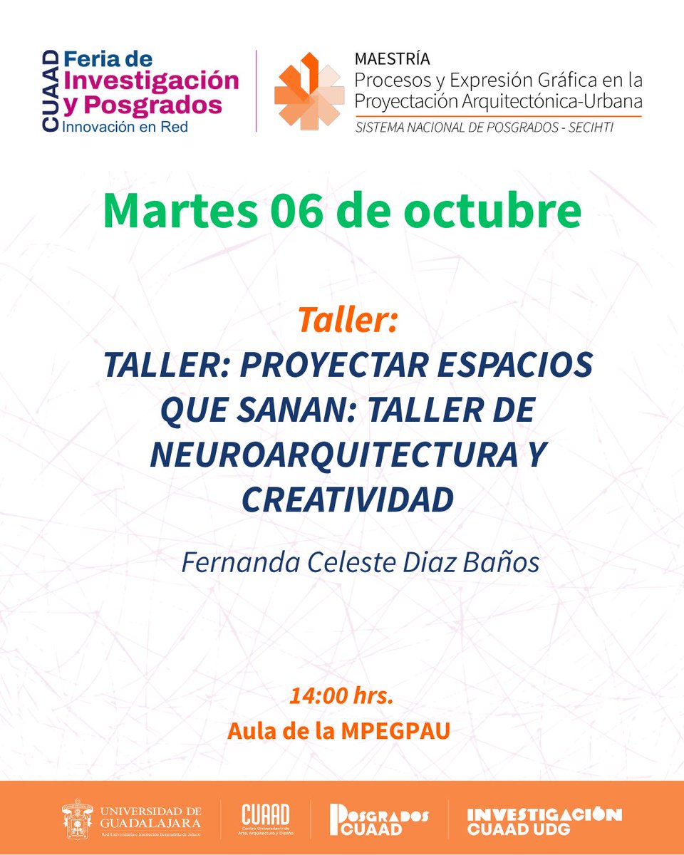 mpegpau's tweet photo. Programa de actividades y registro: https://t.co/NlpTuPvE5Z

#mpegpau #cuaad #udg #mpegpau_convocatoria_2027 #Feria_posgrados2026 https://t.co/HAtsWPRAX1