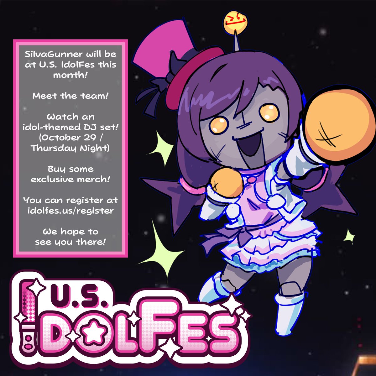 GiIvaSunner's tweet photo. SiIvaGunner will be performing a brand new DJ set at @USIdolFes in Redondo Beach, CA on October 29th (Thursday Night)

You’ll be able to catch an idol-themed performance, meet some of the team members behind the channel, and buy some exclusive merch made just for IdolFes! https://t.co/ebqYOQjhyL