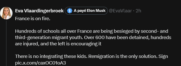 MarleAlexandre1's tweet photo. @EvaVlaar Ta gueule sale poufiasse raciste. Et arrête de sucer elon musk et tous les droitards réactionnaires https://t.co/Do34hSl1TG