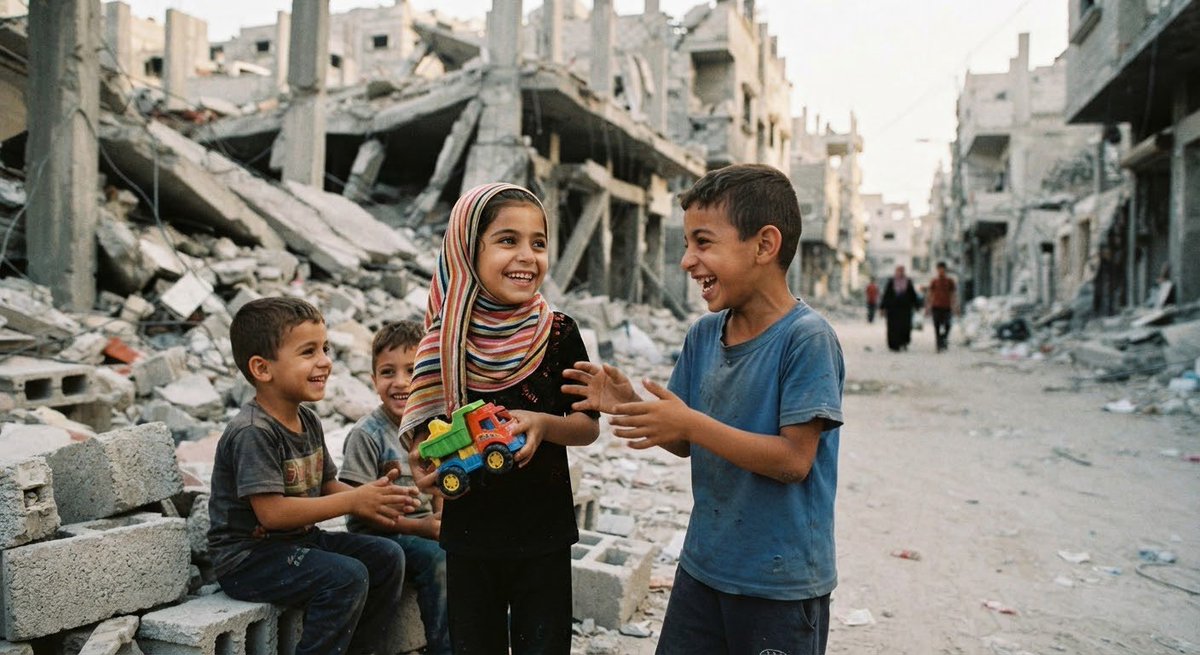 Messiah19831218's tweet photo. Despite the harsh conditions, the children of Gaza have not lost hope for the future. Even in a difficult evacuation life and a limited environment, you can see them painting under the blue sky, continuing to study hard in a temporary tent, and enjoying a little play with friends. The strong vitality of children who learn at any time, talk about their dreams, and try to regain their smiles is a sure light for the future.