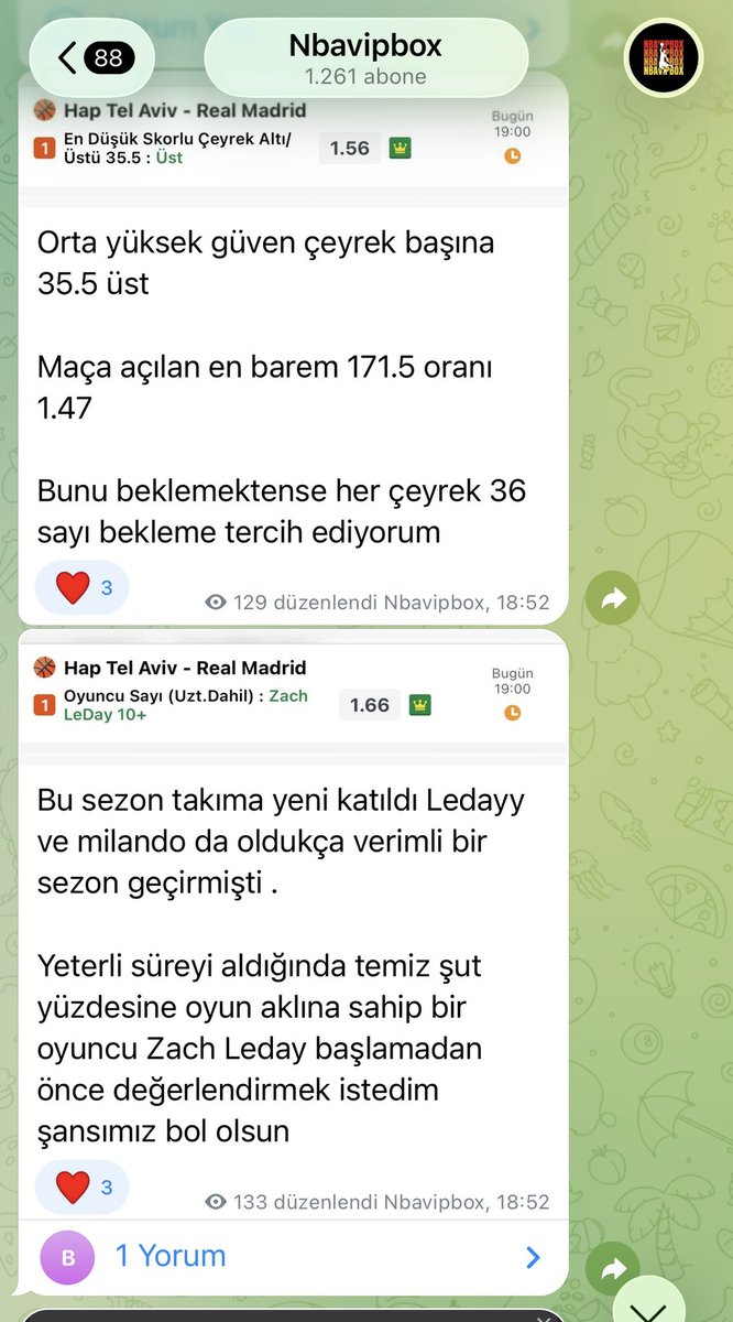 nbavipboxx's tweet photo. Euroleague 🔥🔥

Hapoel Tel aviv - Real Madrid 

Her sezon olduğu gibi bu sezonda Euroleague de kazandırmaya devam 🫶 

Zach Leday ✅1.66
En az çeyrek skoru 35.5 üst✅1.56
Theo Maledon S+R+A 17✅1.65
1. Çeyrek 46.5✅1.89
2.çeyrek 49.5✅1.72
3.çeyrek 43.5✅1.98
Hapoel 99.5✅1.89 https://t.co/JC8BQStNWi
