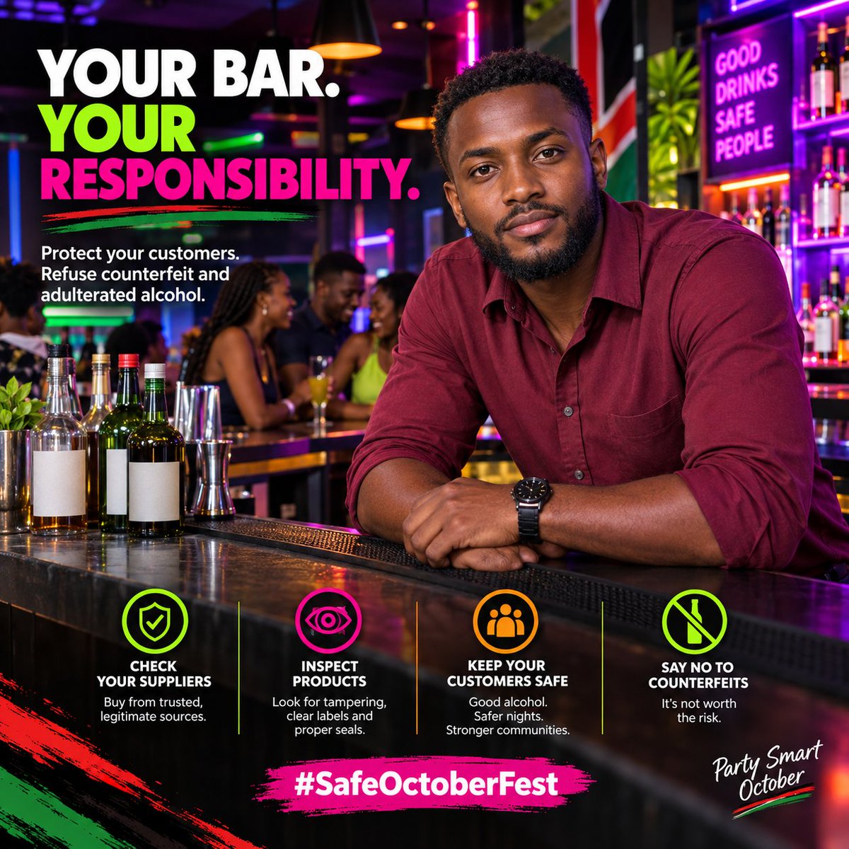 AokoSharon2725's tweet photo. The party may be spontaneous, but your safety should not be. Know the venue, your transport and your crew. Party Smart October. #SafeOctoberFest https://t.co/70iwUTodaG