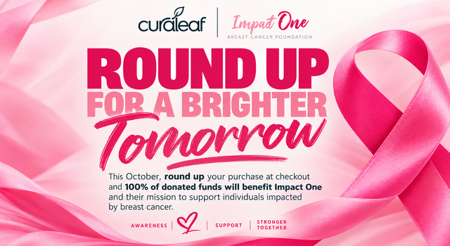 Curaleaf_Inc's tweet photo. This October, Curaleaf is proud to partner with Impact One Breast Cancer Foundation. Throughout the month, customers can round up at checkout, with proceeds supporting Impact One’s work in the breast cancer community. https://t.co/wWlXs2TxhJ https://t.co/L2xpWM30PU