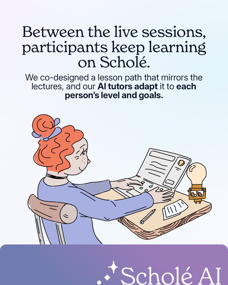 ScholeAI's tweet photo. How do you make learning last beyond the lecture?

For the past year, we have been part of the AI intensives for leaders driving change in their organizations in collaboration with Next Gen Learning (NGL) for Harvard Data Science Initiative learners. https://t.co/61GtZUobTM