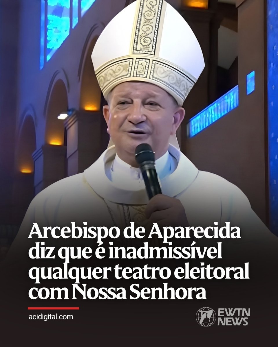 ewtnnewspt's tweet photo. “É inadmissível qualquer teatro eleitoral com a imagem de Nossa Senhora Aparecida ou com a nossa devoção profunda a esta nossa mãe tão querida”, disse o arcebispo de Aparecida (SP), dom Mário Antônio da Silva, em missa celebrada ontem (30) no Santuário Nacional de Aparecida.

Em sua homilia, o arcebispo refletiu sobre o seguimento a Jesus. Ele disse que no santuário de Aparecida “temos a força e o exemplo de Nossa Senhora Aparecida, a nossa querida padroeira”.

“Que a nossa nação brasileira, amparada e protegida por essa Mãe tão querida seja realmente a nação do amor, da justiça e da paz no seguimento a Jesus”, disse.

Ao final de sua homilia, dom Mário ressaltou a proximidade do primeiro turno das eleições, no domingo (4). Ele pediu “que a paz, a harmonia, o respeito possam fluir nos nossos olhares e nas nossas atitudes” e “que a devoção a Maria seja sincera”.

A declaração do arcebispo aconteceu em um contexto de circulação de informações falsas de que o senador Flávio Bolsonaro (PL), candidato à Presidência da República, pretendia retirar o título de padroeira do Brasil de Nossa Senhora Aparecida.

A informação que deu origem ao boato foi relacionada a um projeto de lei apresentado em dezembro de 2007 pelo então deputado federal Victório Galli (PMDB-MT). O PL 2.623/2007 pretendia alterar a legislação que instituiu o feriado de 12 de outubro para substituir a expressão “Padroeira do Brasil” por “Padroeira dos brasileiros católicos apostólicos romanos”. A Comissão de Educação e Cultura da Câmara aprovou parecer pela rejeição da proposta, que foi arquivada pela Mesa Diretora em 22 de agosto de 2008.

A informação fala começou a circular nas redes sociais depois que a jornalista Maria Cristina Fernandes disse na quinta-feira (24), no programa Em Pauta, da GloboNews, que setores da Igreja Católica estariam reagindo a uma mobilização de evangélicos em torno de um projeto para retirar de Nossa Senhora Aparecida o título de padroeira do Brasil. 

📲 Leia a íntegra: https://t.co/K7hYZ4VnWE

📌 Siga @acidigital para mais conteúdo católico.