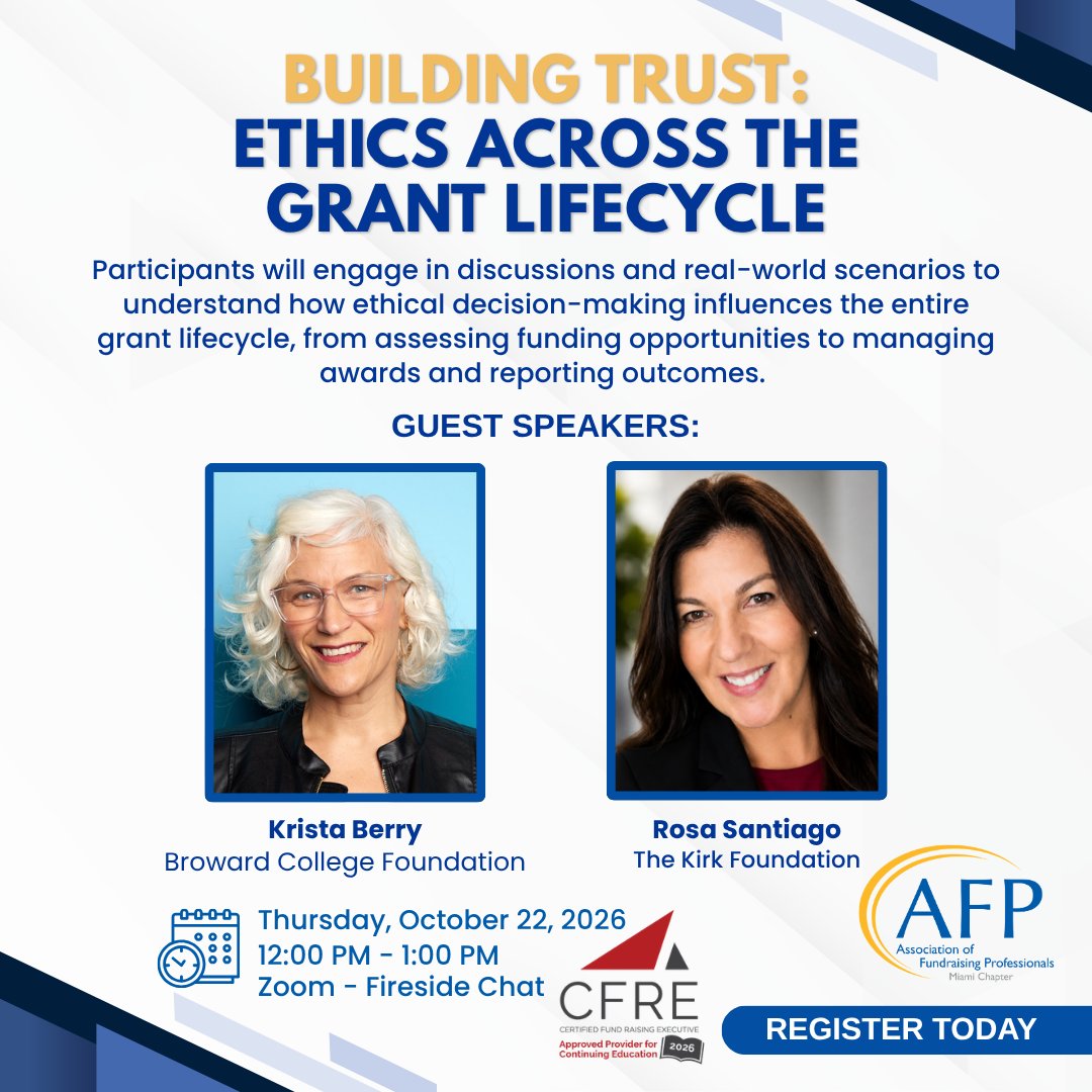 AFPMiami's tweet photo. https://t.co/PLJRa6sJRx
#AFPMiami #Ethics #GrantWriting #BrowardCollegeFoundation #TheKirkFoundation https://t.co/0LKholfyaZ