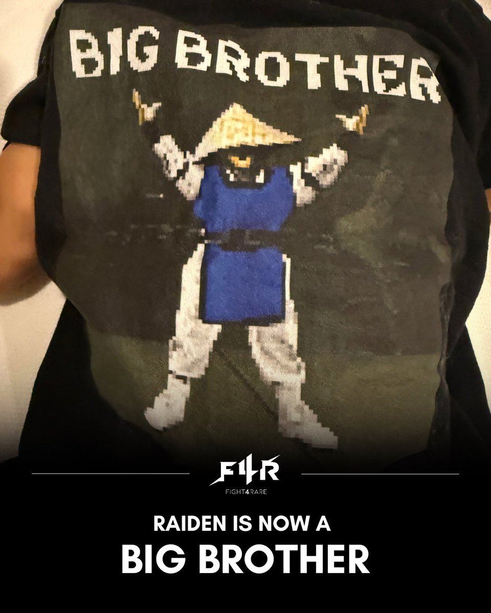 Fight4Rare's tweet photo. Four years ago today, we launched Kombat4Rare — to raise awareness and research funds, fighting alongside Raiden to defeat UBA5 disorder. That fight grew into Fight4Rare. We’ve got exciting updates on that in the coming days.

But today, on the anniversary of Kombat4Rare, we’re sharing big news: Raiden is becoming a Big Brother this month! ⚡️